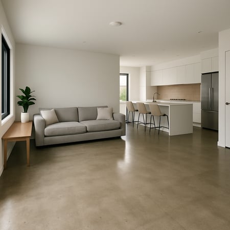 ai rendered image of a grind and seal in a modern living room space