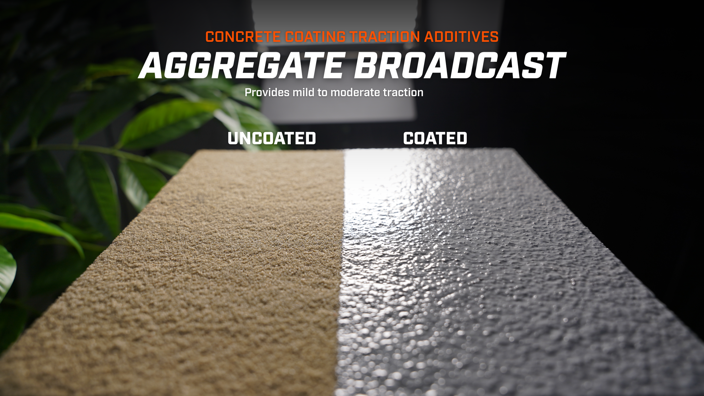 aggregrate broadcast for traction on concrete coatings