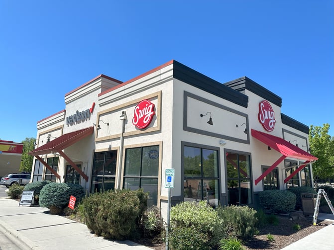 commercial exterior painting of a Swig business in Boise Idaho