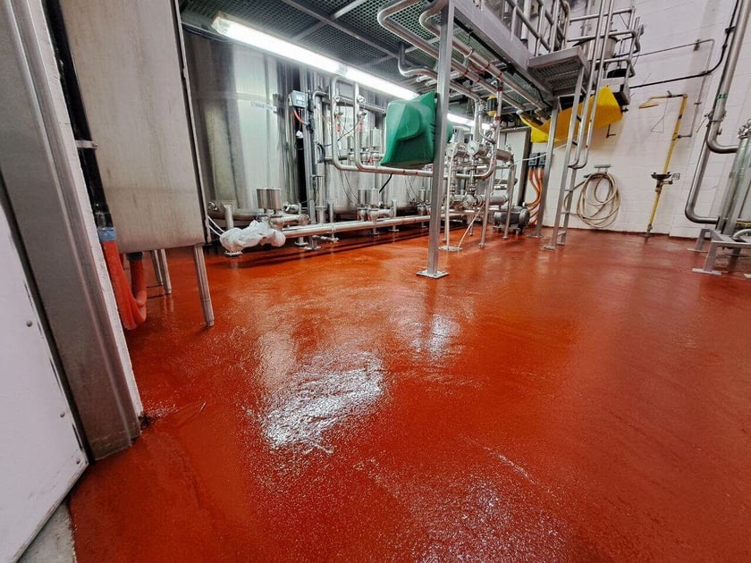 antimicrobial floor coating in a brewery