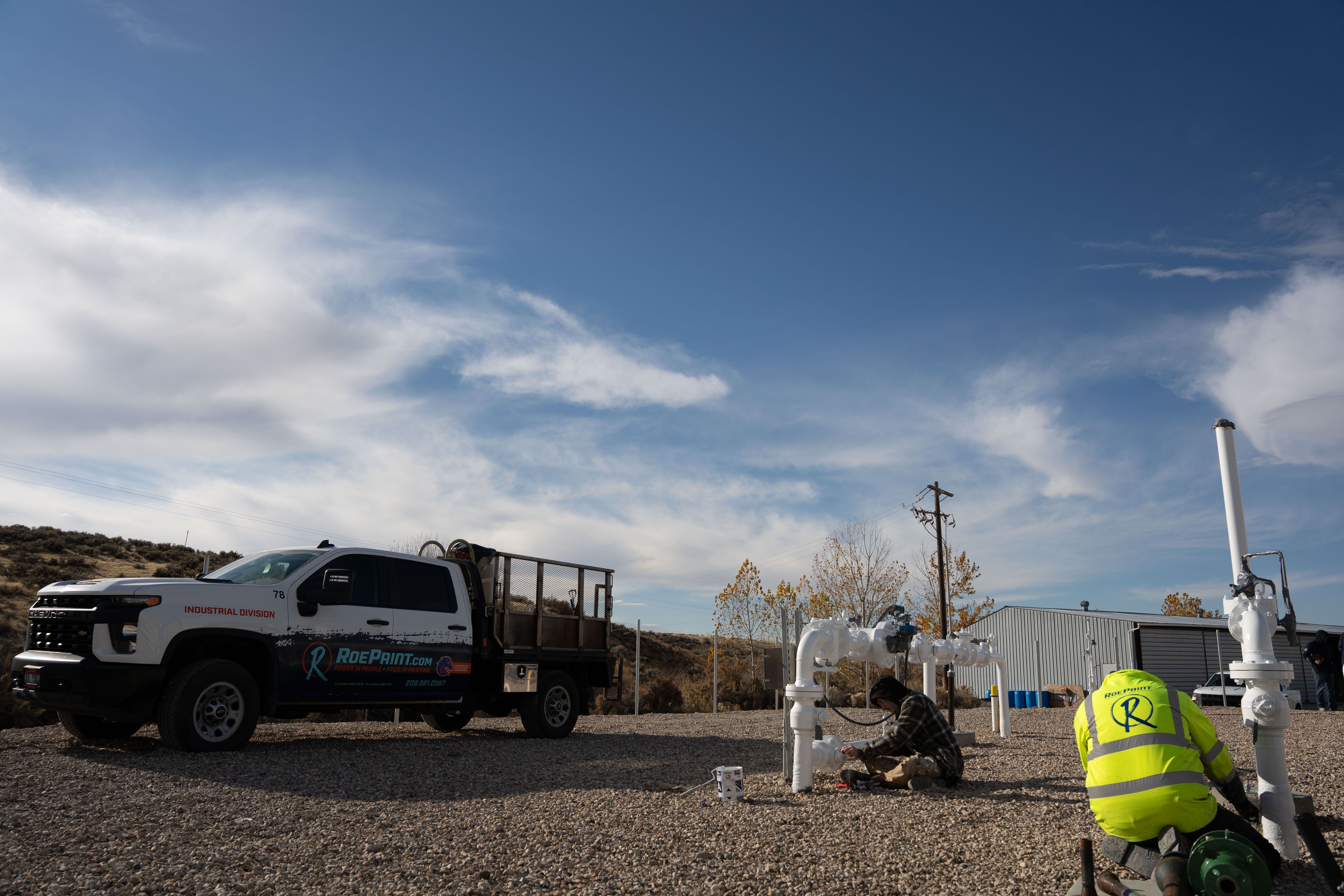 an industrial coating job outside at a utility facility
