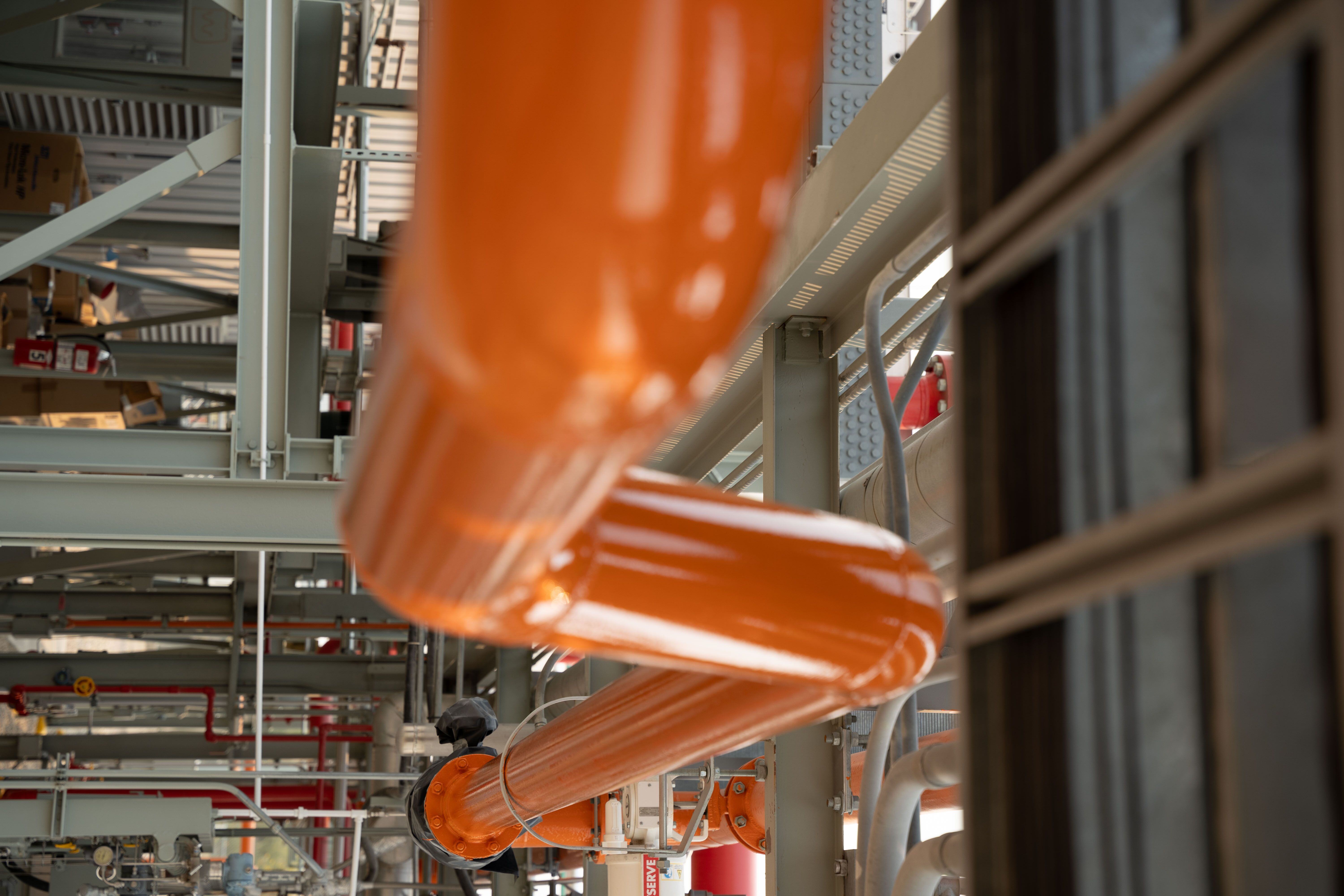 Industrial Pipe Coatings in Bright Orange