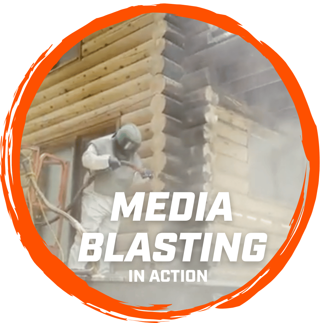 log home restoration media blasting video
