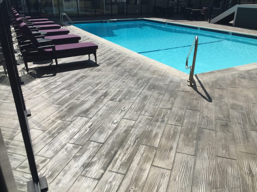 stamped concrete pool deck with Westcoat Stamp It product