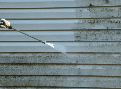 power washing the exterior of a house