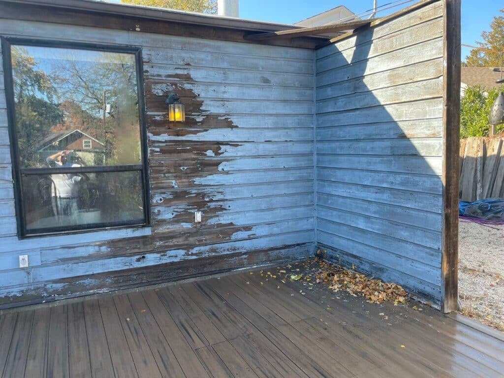 before photo of siding getting ready to be painted or stained