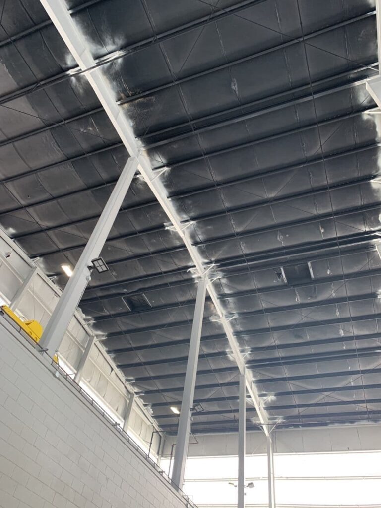 Grey colored warehouse ceiling