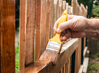 paintbrush staining fence